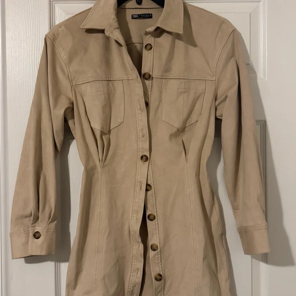 Zara faux Suede mini shirt dress - Picture 4 of 6